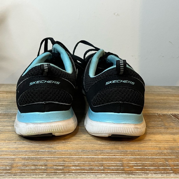 Women's Wide Fit Skechers Flex Appeal 2.0 Walking Sneakers Black Suede Size 8 - Picture 5 of 8